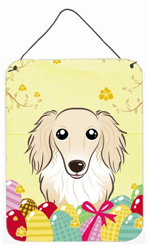 Longhair Creme Dachshund Easter Egg Hunt Wall or Door Hanging Prints
