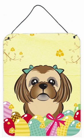 Chocolate Brown Shih Tzu Easter Egg Hunt Wall or Door Hanging Prints