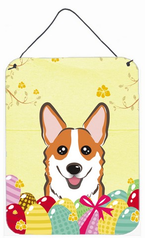 Red Corgi Easter Egg Hunt Wall or Door Hanging Prints