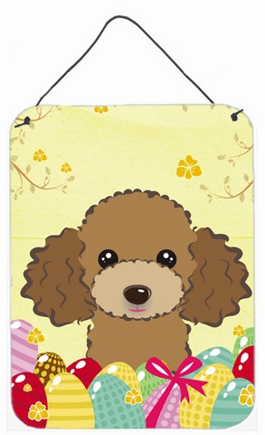 Chocolate Brown Poodle Easter Egg Hunt Wall or Door Hanging Prints