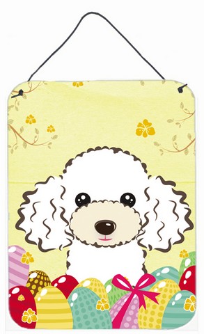 White Poodle Easter Egg Hunt Wall or Door Hanging Prints