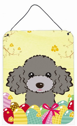 Silver Gray Poodle Easter Egg Hunt Wall or Door Hanging Prints