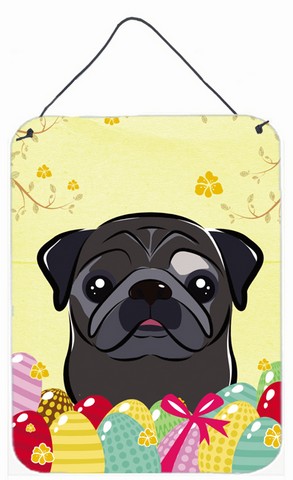 Black Pug Easter Egg Hunt Wall or Door Hanging Prints