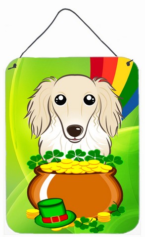 Longhair Creme Dachshund St. Patricks Day Wall or Door Hanging Prints
