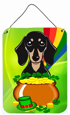 Smooth Black & Tan Dachshund St. Patricks Day Wall or Door Hanging Prints