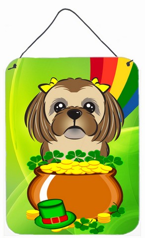 Chocolate Brown Shih Tzu St. Patrick's Day Wall or Door Hanging Prints
