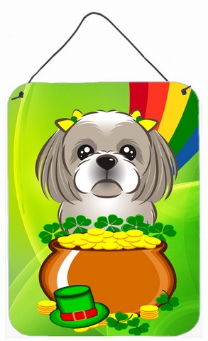 Gray Silver Shih Tzu St. Patricks Day Wall or Door Hanging Prints