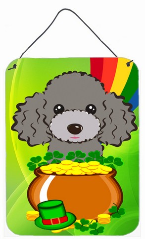 Silver Gray Poodle St. Patricks Day Wall or Door Hanging Prints