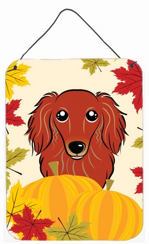 Longhair Red Dachshund Thanksgiving Wall or Door Hanging Prints