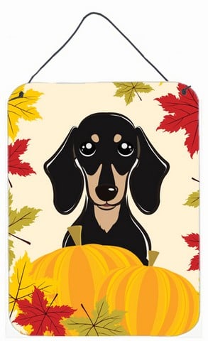 Smooth Black & Tan Dachshund Thanksgiving Wall or Door Hanging Prints