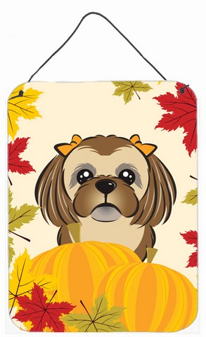Chocolate Brown Shih Tzu Thanksgiving Wall or Door Hanging Prints