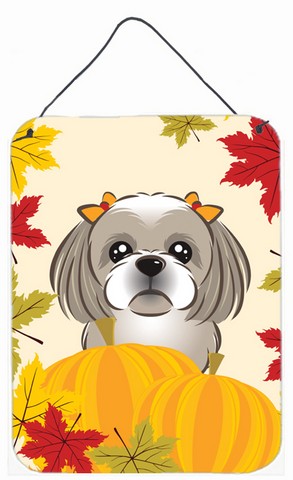 Gray Silver Shih Tzu Thanksgiving Wall or Door Hanging Prints