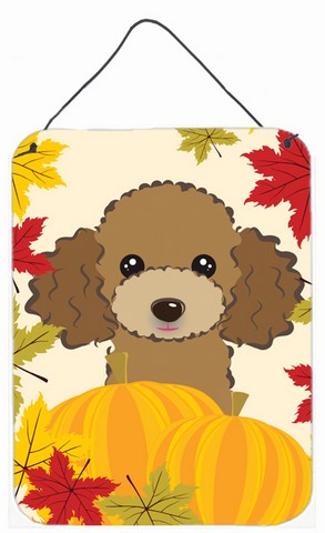 Chocolate Brown Poodle Thanksgiving Wall or Door Hanging Prints