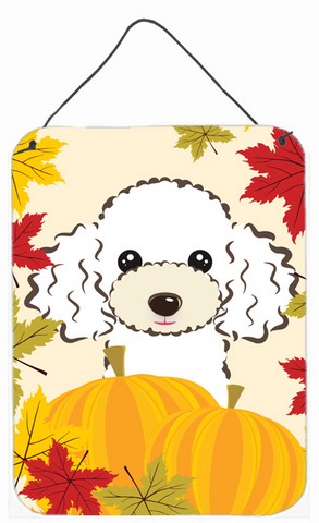 White Poodle Thanksgiving Wall or Door Hanging Prints