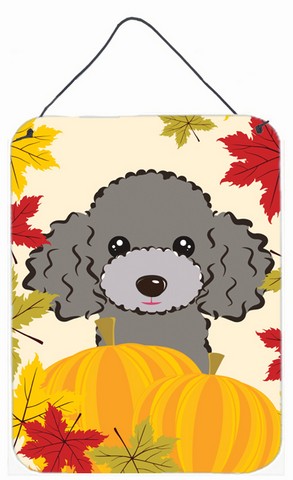 Silver Gray Poodle Thanksgiving Wall or Door Hanging Prints