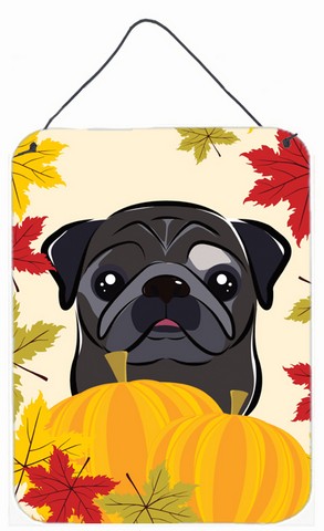 Picture of Carolines Treasures BB2069DS1216 Black Pug Thanksgiving Wall or Door Hanging Prints