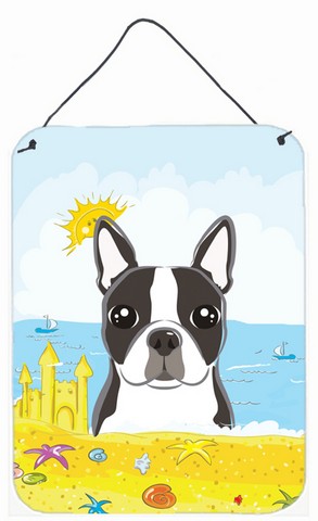 Boston Terrier Summer Beach Wall or Door Hanging Prints