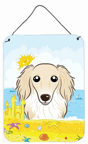 Longhair Creme Dachshund Summer Beach Wall or Door Hanging Prints