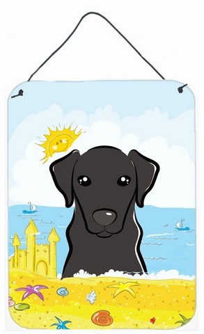 Black Labrador Summer Beach Wall or Door Hanging Prints
