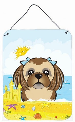 Chocolate Brown Shih Tzu Summer Beach Wall or Door Hanging Prints
