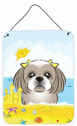 Gray Silver Shih Tzu Summer Beach Wall or Door Hanging Prints