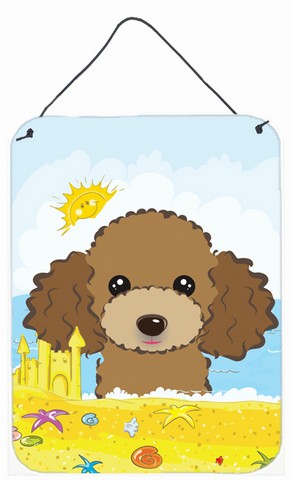 Chocolate Brown Poodle Summer Beach Wall or Door Hanging Prints