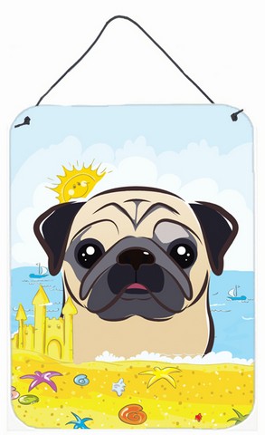 Fawn Pug Summer Beach Wall or Door Hanging Prints