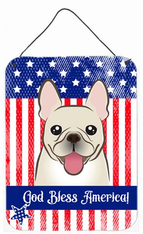 BB2168DS1216 God Bless American Flag with French Bulldog Wall or Door Hanging Prints