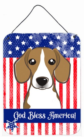 BB2169DS1216 God Bless American Flag with Beagle Wall or Door Hanging Prints