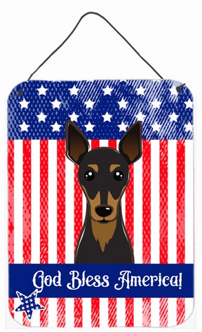 BB2170DS1216 God Bless American Flag with Min Pin Wall or Door Hanging Prints