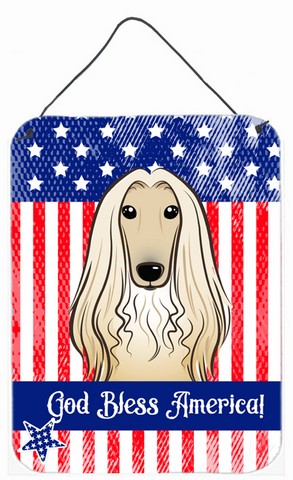 BB2174DS1216 God Bless American Flag with Afghan Hound Wall or Door Hanging Prints