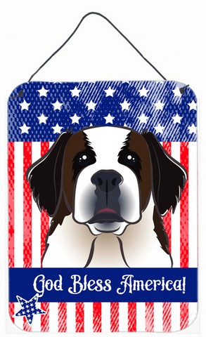 BB2176DS1216 God Bless American Flag with Saint Bernard Wall or Door Hanging Prints