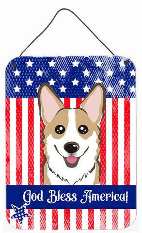 BB2183DS1216 God Bless American Flag with Sable Corgi Wall or Door Hanging Prints