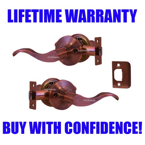 Prelude Passage Lever Door Lock with Knob Handle Lockset- Antique Copper