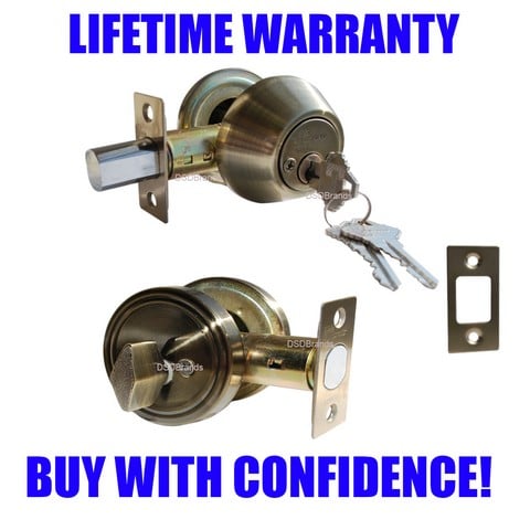 Deadbolt Door Lock Set with Single Cylinder- Antique Bronze