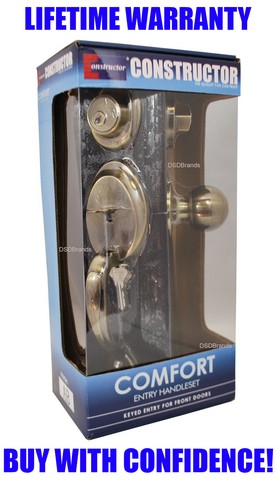 Comfort Entry Lock Set with Door Lever Handle, Antique Bronze