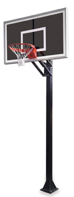 First Team Champ Eclipse-BP Steel-Smoked Glass In Ground Adjustable Basketball System, Columbia Blue