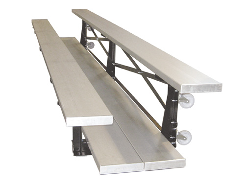 FAN2-2FP-TNR-15 Steel-Aluminum 2 Row Indoor Tip N Roll Bleacher 15 ft. Long with Double Footplanks- Kelly Green -  First Team, FAN2-2FP-TNR-15-KG