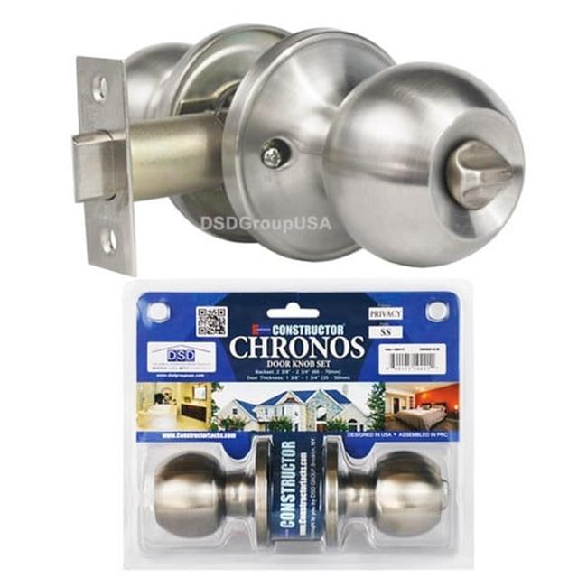 Constructor Chronos Privacy Door Lever Lock Set Knob Handle Set- Stainless Steel