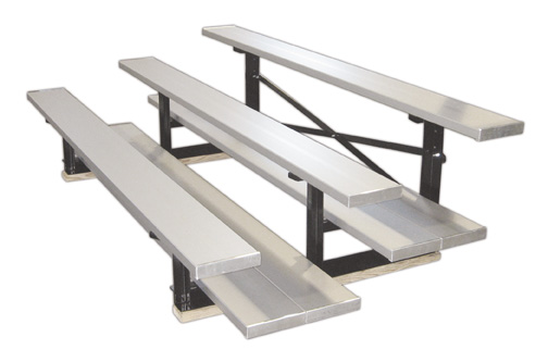 FAN3-2FP-9 Steel-Aluminum 3 Row Outdoor Bleacher 9 ft. Long with Double Footplanks- White -  First Team, FAN3-2FP-9-WH
