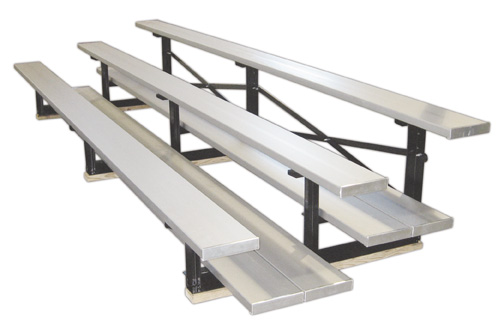 FAN3-2FP-15 Steel-Aluminum 3 Row Outdoor Bleacher 15 ft. Long with Double Footplanks- White -  First Team, FAN3-2FP-15-WH