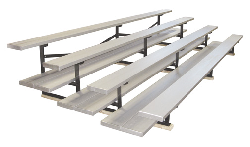 FAN4-2FP-15 Steel-Aluminum 4 Row Outdoor Bleacher 15 ft. Long with Double Footplanks- Gold -  First Team, FAN4-2FP-15-GL