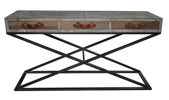 Syracuse Fin Console Table 3 Drawer