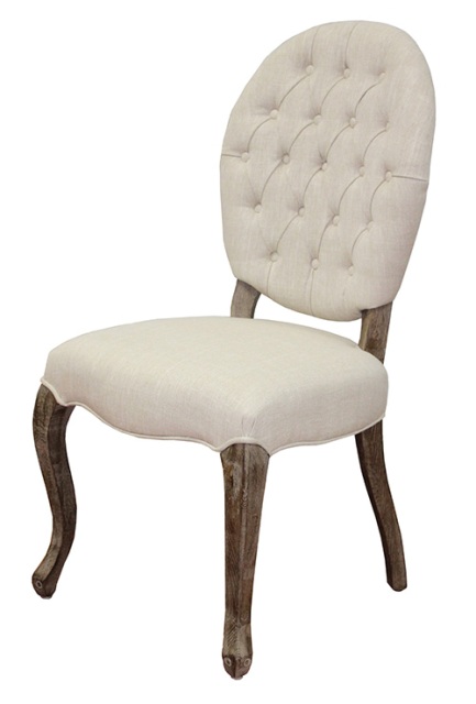 Tufted High Back Chair - Ivory Linen - 40 x 25 x 20 in. - Elegant Design
