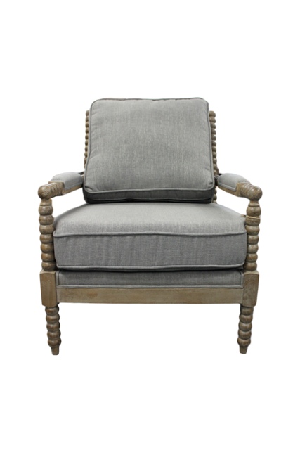 Twisted Arm Occasional Chair - Gray - 38 x 33 x 29 in. - Chic Upholstered Accent
