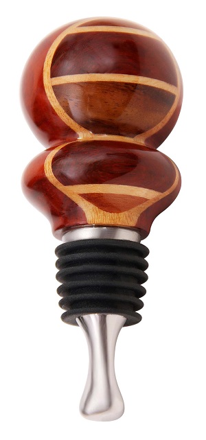 Picture of VinoStrumenti VSWSM5 Multiwood Round Top Stainless Steel Wine Bottle Stopper