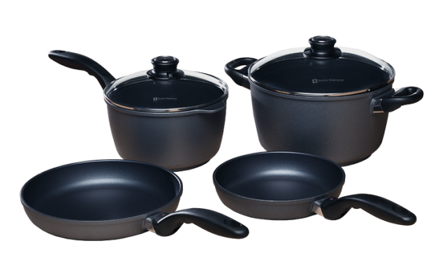Picture of Swiss Diamond 6006i 6 Piece Set Fry Induction Pans, Sauce Pan, & Soup Pot