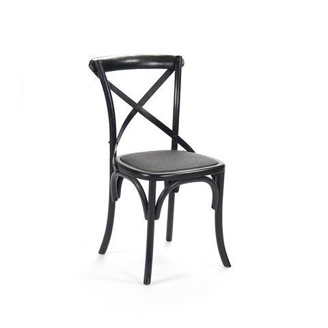 Picture of Zentique FC035 301-1 Parisienne Cafe Chair&#44; Black Rattan - 19.5 x 35 x 20 in.