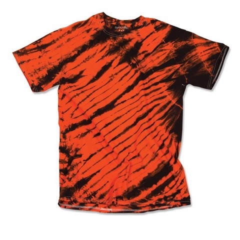 Dyenomite 200TS 100 Percent Cotton Tiger Stripe Tee for Men, Black & Orange - Small
