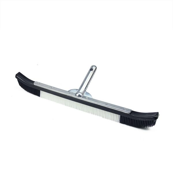 Curved Aluminium-Back Swimming Pool Wall Brush, Black & White - 24 in.